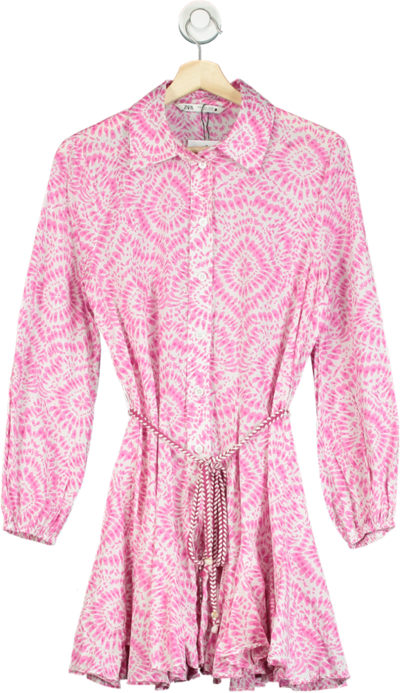 Zara Pink Patterned Dress M