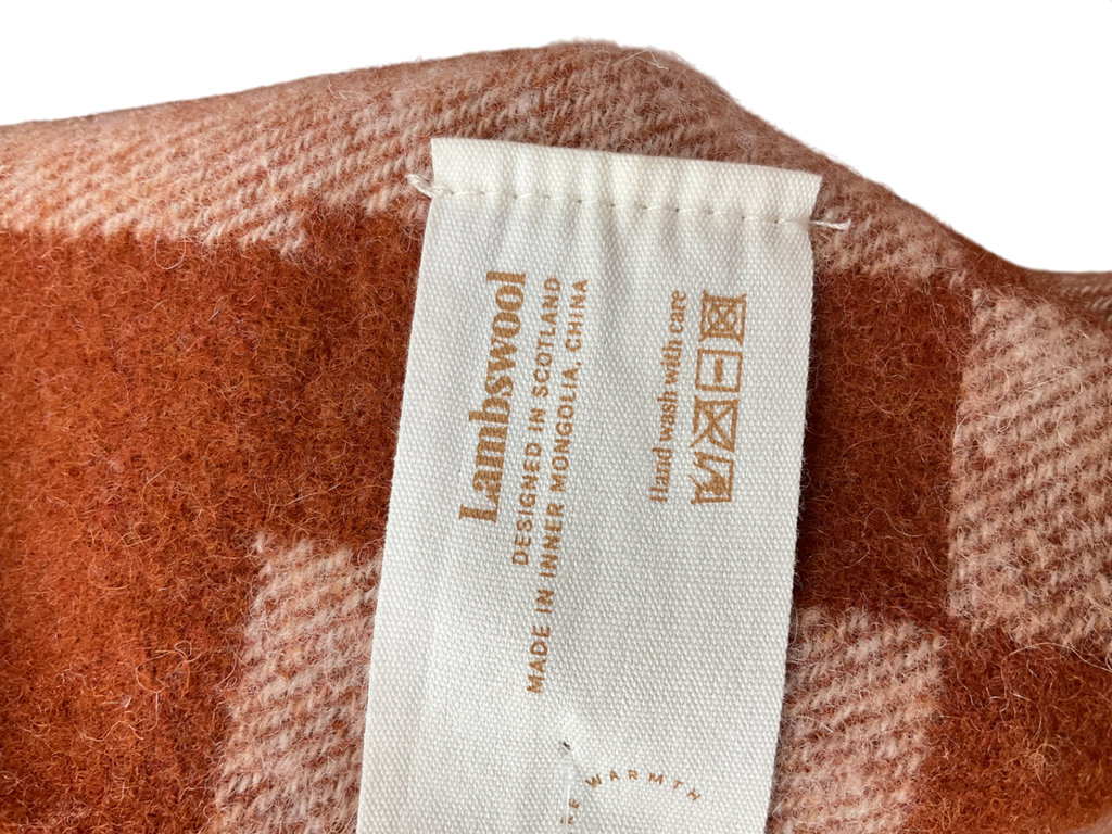 TBCO. Lambswool Scarf  Orange Gingham UK XL