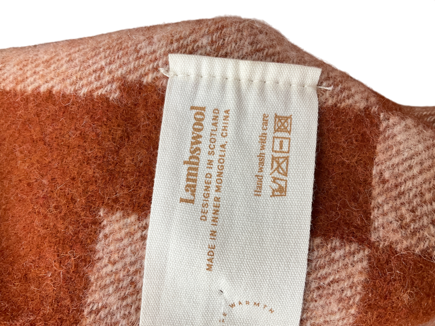 TBCO. Lambswool Scarf  Orange Gingham UK XL