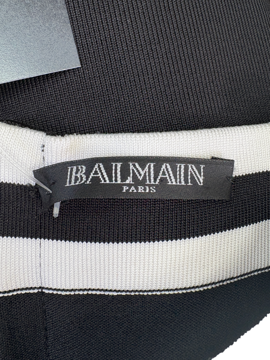 Balmain Black Square Neck Stripe Mini Dress UK 10
