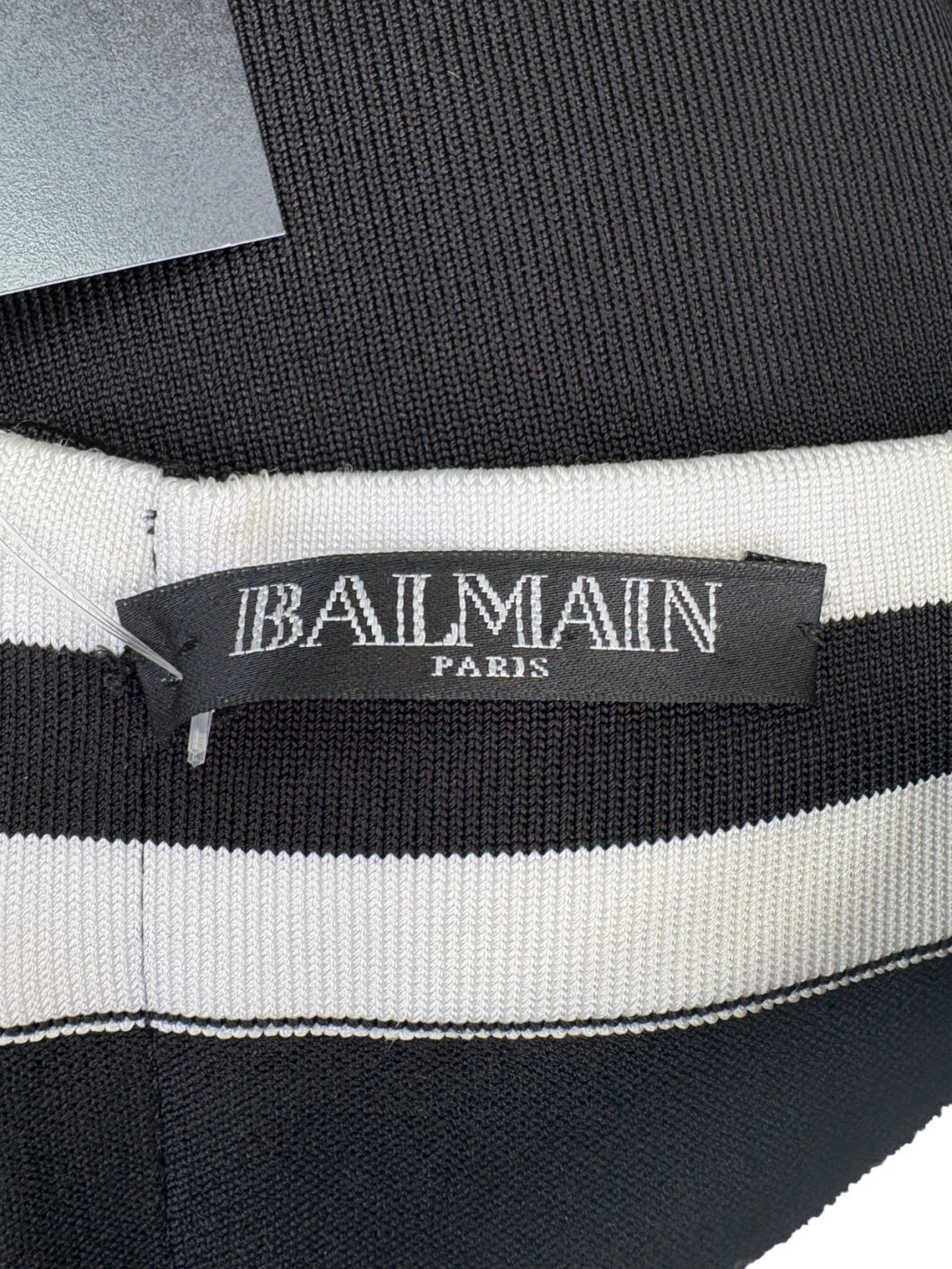 Balmain Black Square Neck Stripe Mini Dress UK 10