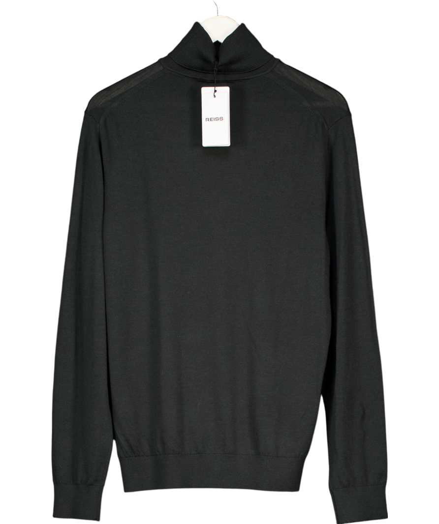 REISS Black Caine Slim Fit Merino Wool Roll Neck Sweater UK L