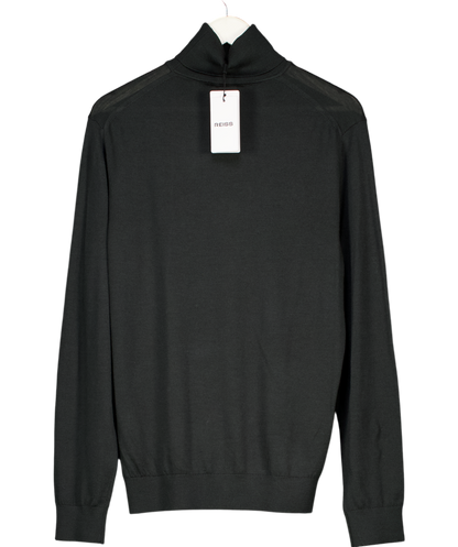 REISS Black Caine Slim Fit Merino Wool Roll Neck Sweater UK L