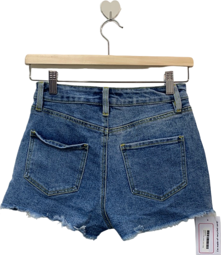 Fashion Nova Blue High-Waisted Denim Shorts Size S
