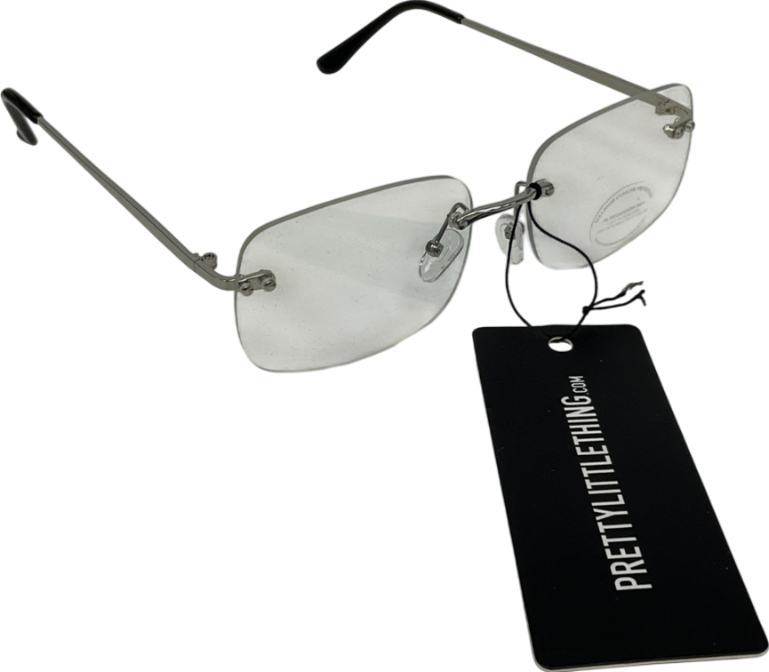 PrettyLittleThing Metallic Clear Square Rimless Sunglasses One Size