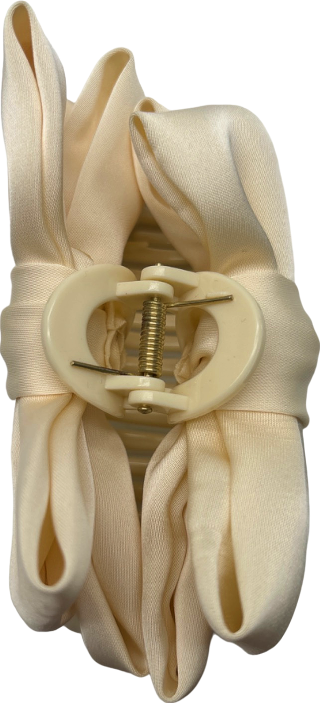 Cream Satin Bow Claw Clip One Size