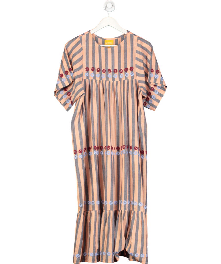 Aldona Orange Embroidered Smock Maxi Dress UK S