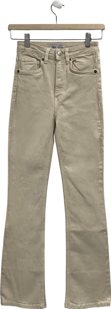 ZARA Cream Straight-leg Jeans W34
