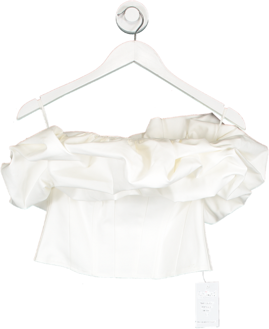 & Other Stories White Ruffled Corset Top UK 8
