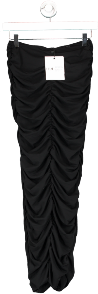 Leau Black Ruched Strapless Midi Dress UK XS