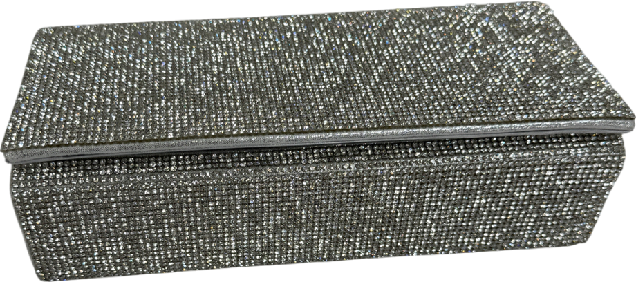 QUIZ Metallic Silver Embellished Clutch Bag With Chain Strap