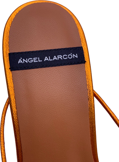 Ángel Alarcón Orange Strappy Sandal Heels UK 6