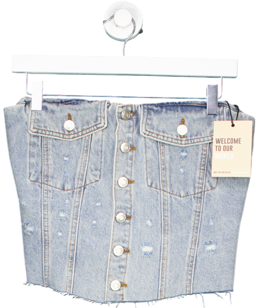 Mars the Label Blue Button Up Denim Corset UK M