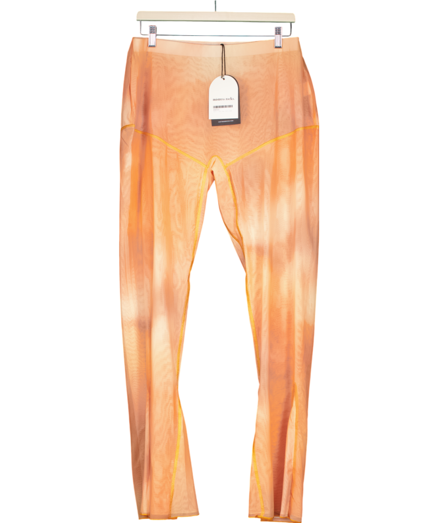 Mistress Rocks Orange Ombre Print Flared Leg Stretch Mesh Trousers UK L
