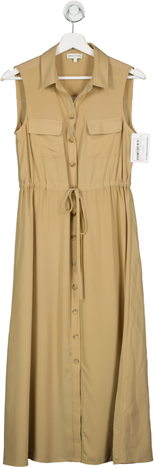 Warehouse Beige Textured Midi Shirt Dress UK 6