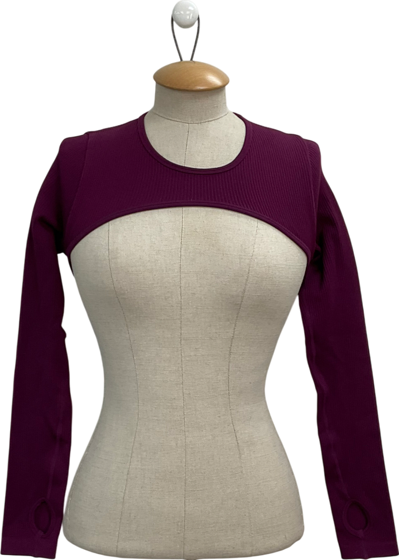 Fashion Nova Purple Ribbed Long Sleeve Over Top UK XS