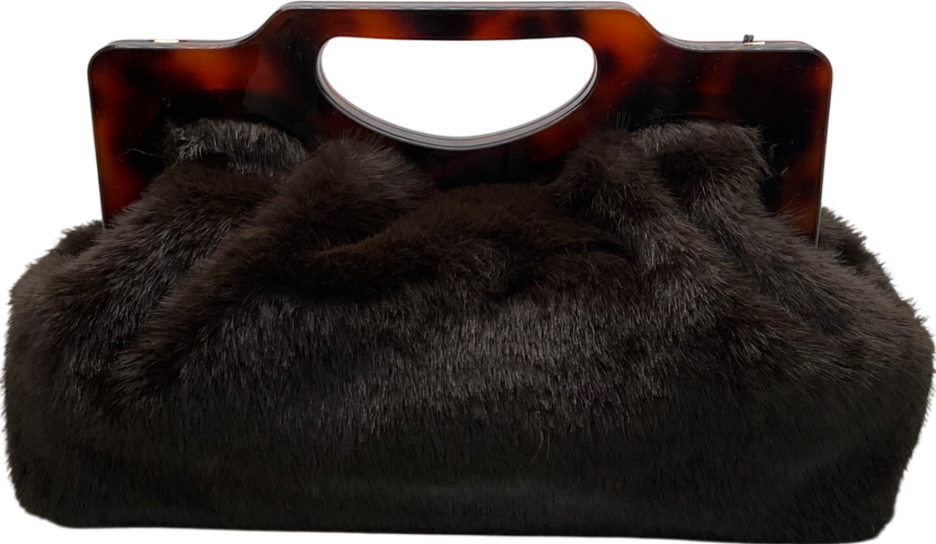 River Island Brown Fur Frame Clutch Bag