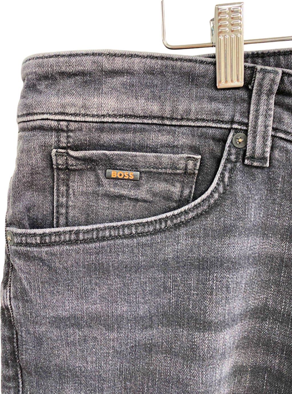 Hugo Boss Grey Denim Re.Maine-Shorts Regular Fit W34