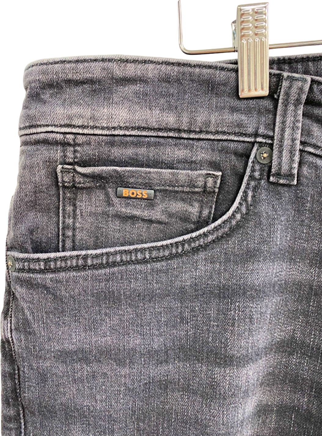 Hugo Boss Grey Denim Re.Maine-Shorts Regular Fit W34