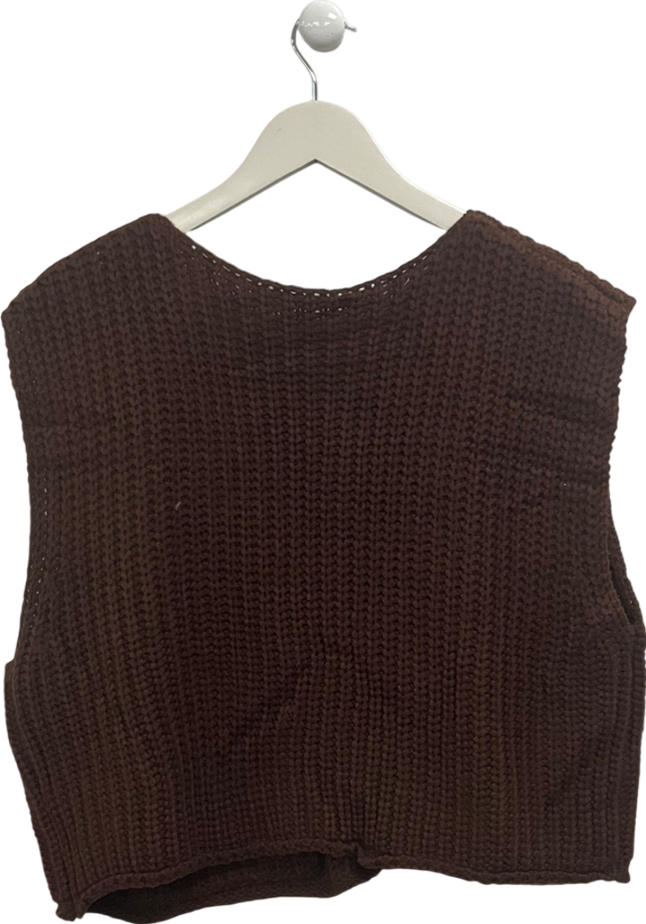 Brown Knitted Button Down Tank UK L