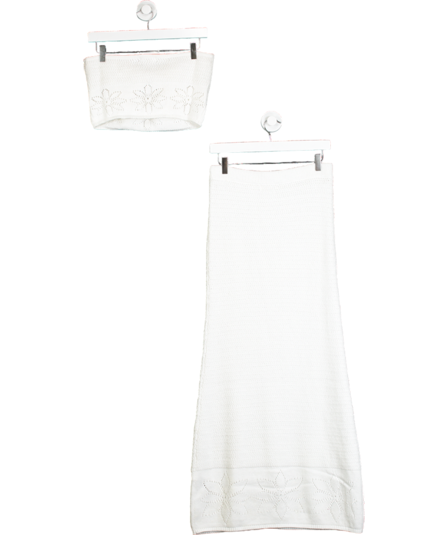 4th & Reckless 2-piece  Knitted Maxi Beach Skirt And Bandeau Top Co-ord Set In White Uk 10 & UK 12