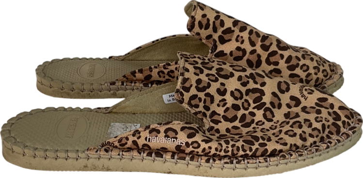 Havaianas Brown Mule Loafer Leopard Print UK 5 EU 38 👠