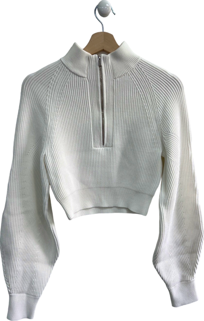 House of CB White Ribbed Knit Cropped Jumper Size S