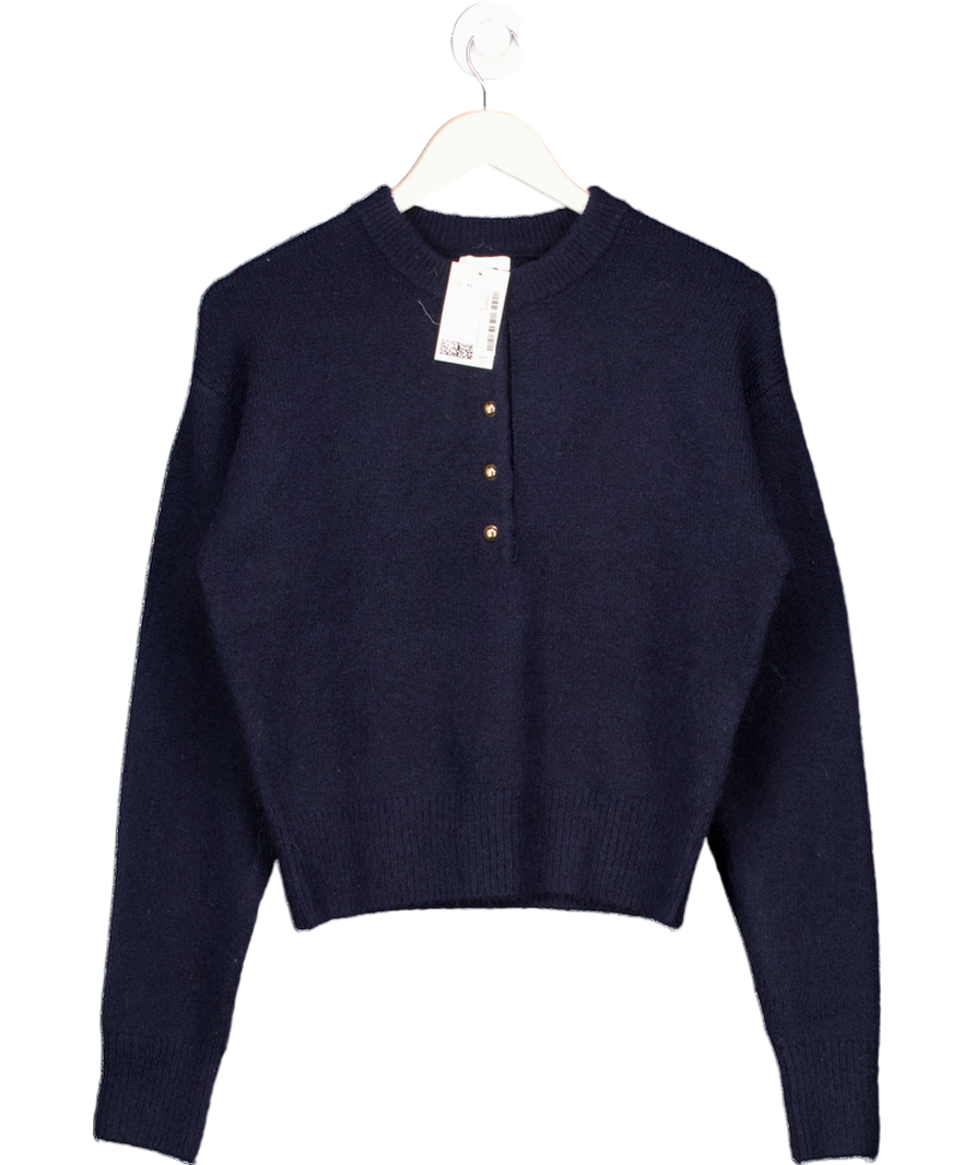 H&M Navy Blue Button-top Jumper UK XS