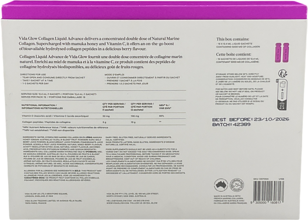 Vida Glow Collagen Liquid Advance Mixed Berry 15x12.4
