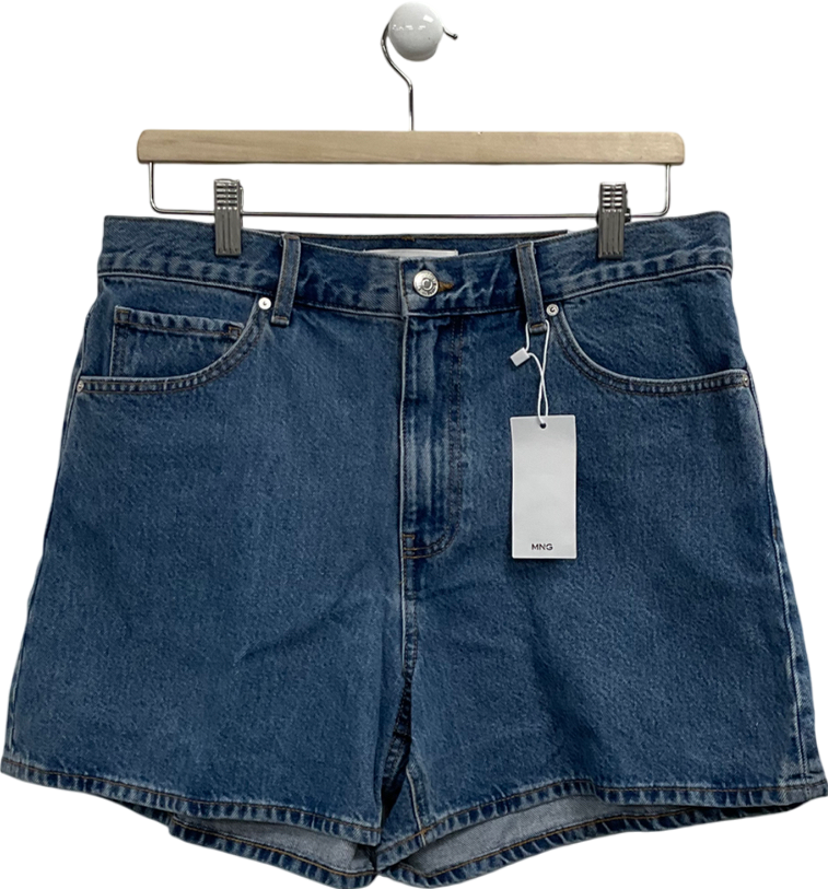 MANGO Blue Zoe High Waist Shorts UK 14