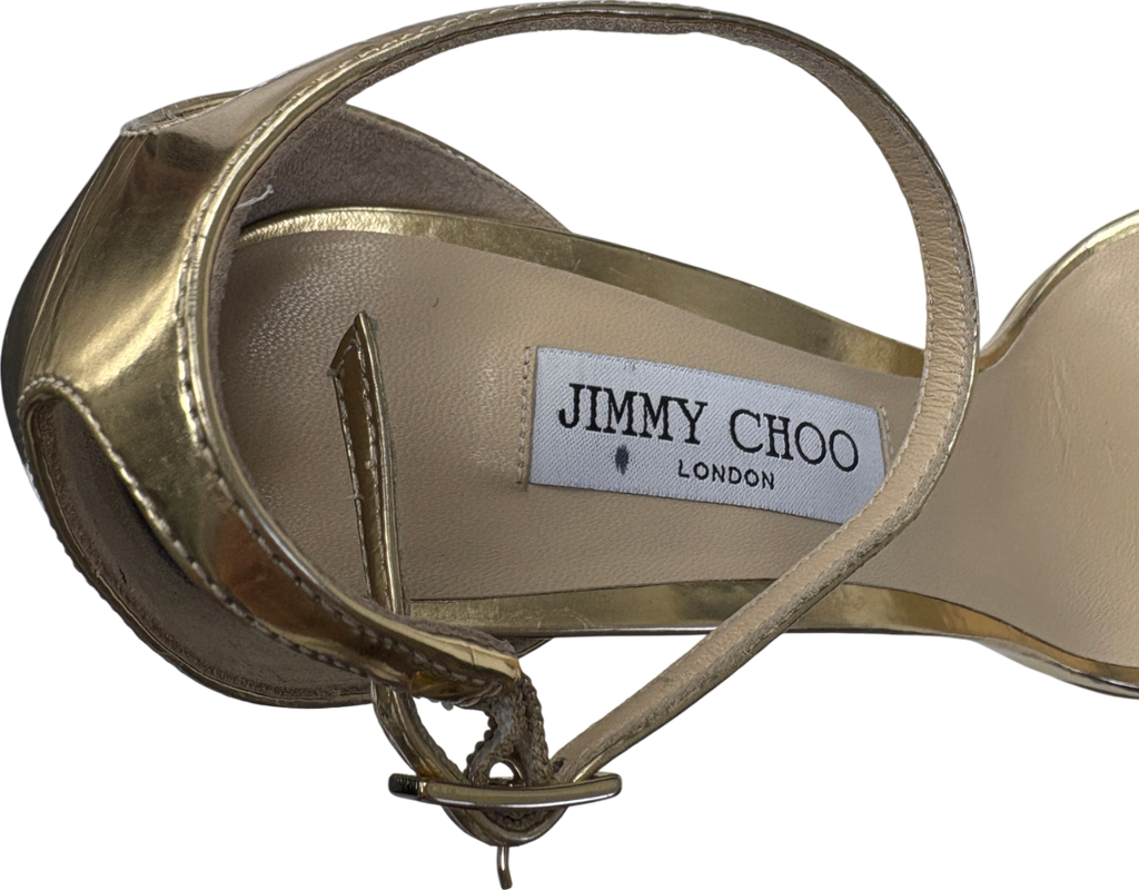 Jimmy Choo Metallic Gold Platform Sandal Heels UK 8 EU 41 👠