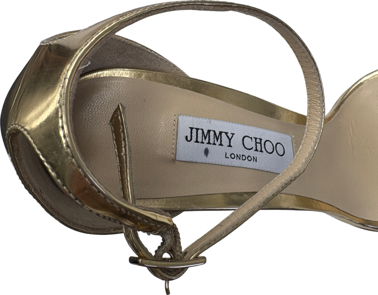 Jimmy Choo Metallic Gold Platform Sandal Heels UK 8 EU 41 👠