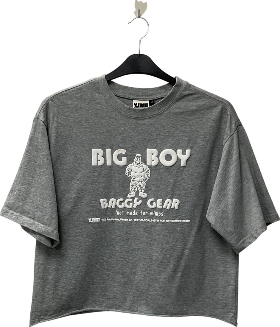 Y.IWD Grey Big Boy Club Cropped Tee UK M