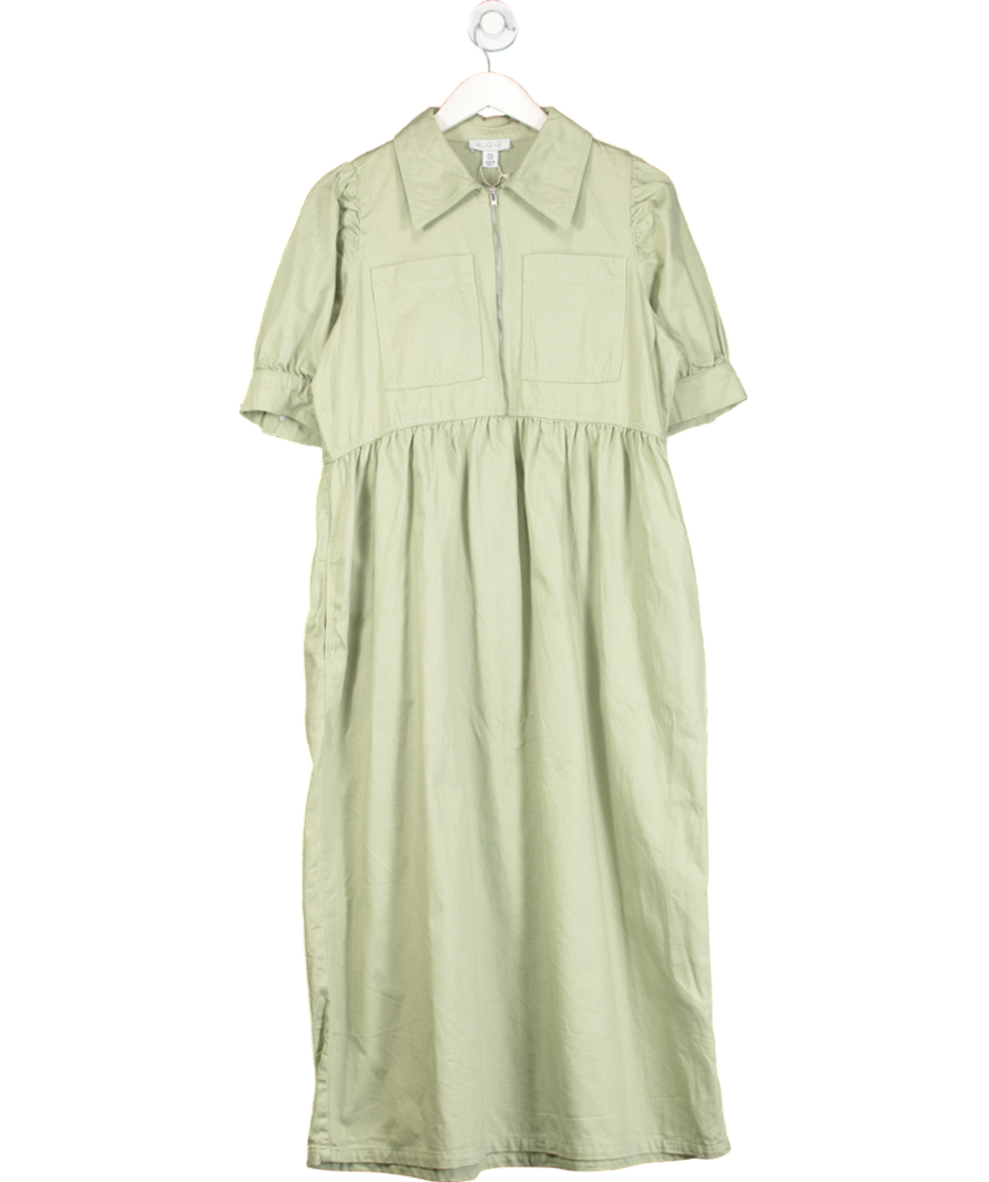 Aligne Sage Green Gabriella Short Sleeve Denim Midi Dress UK 12