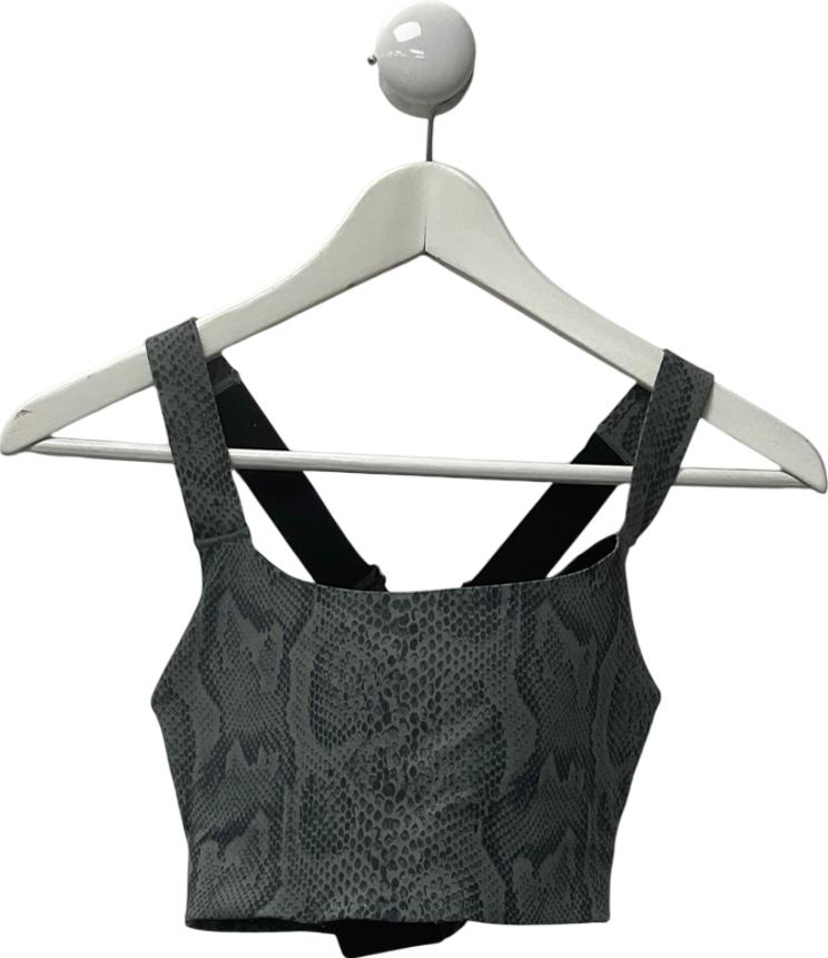 Varley Green Let's Go Medium Support Longline Walker Sports Bra In Snake Print UK S