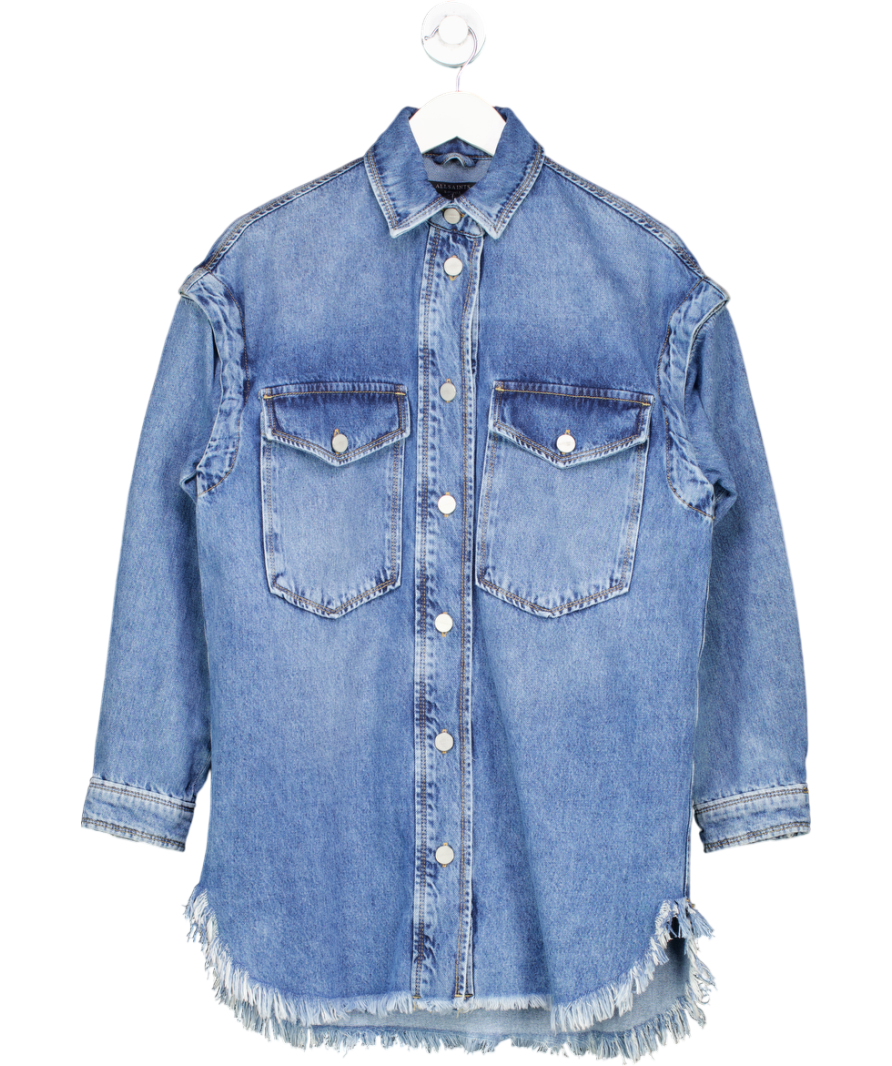 AllSaints Blue Faye Oversized Denim Shacket Dress UK XS