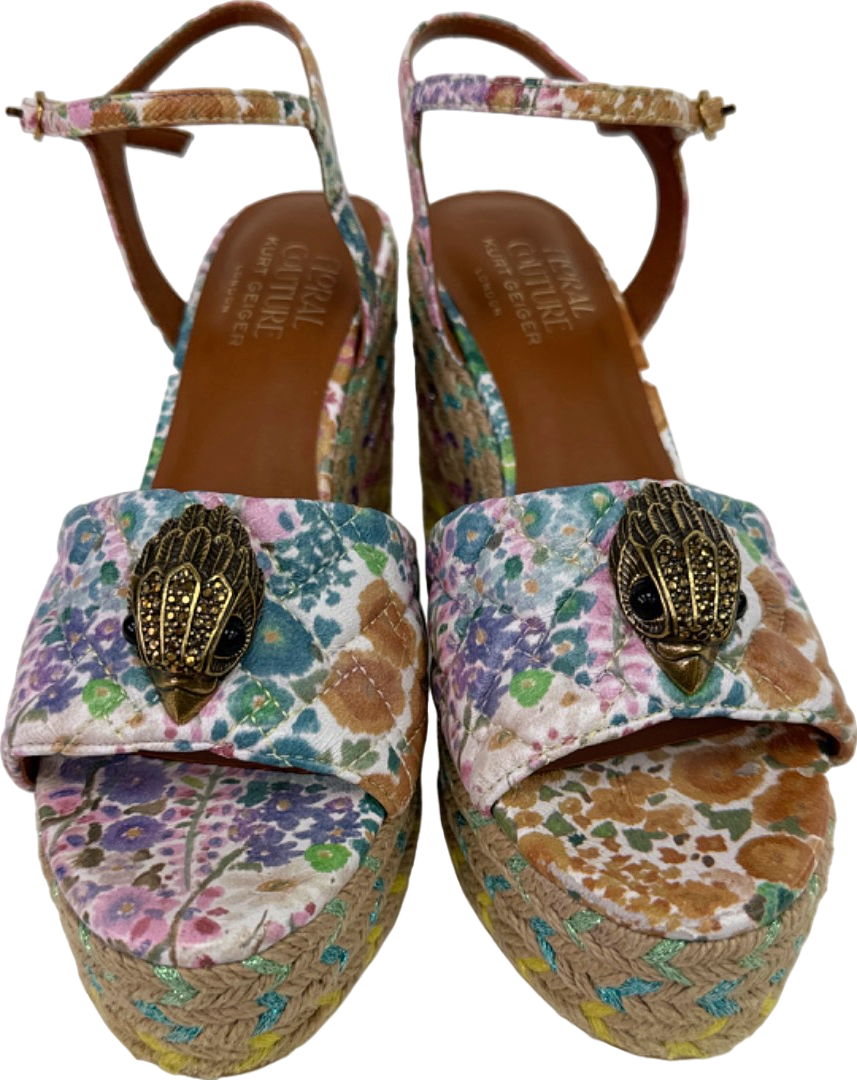 Kurt Geiger Multicolour Floral Couture Wedge Sandals UK 3