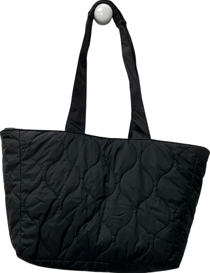 Adanola Black Quilted Nylon Tote Bag One Size