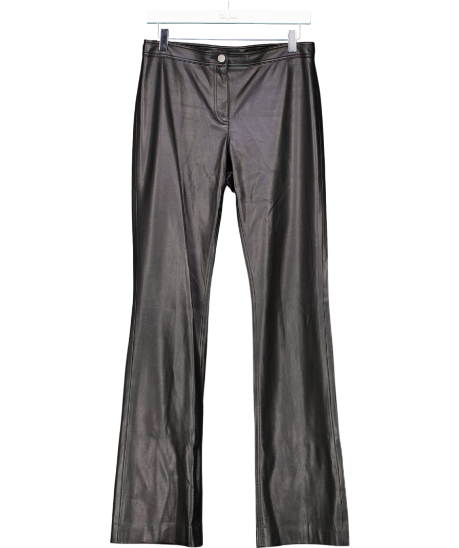 Theory Black Bedford Faux Leather Kick Flare Pants UK 8