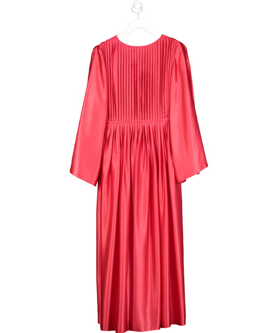 AARI Red Silk Pleated Maxi Dress UK 8