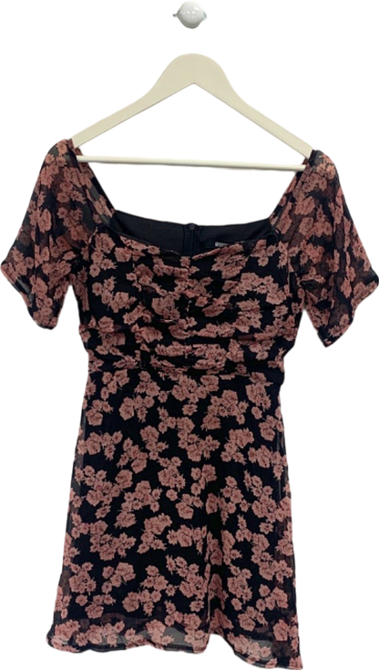 Missguided Black Pink Floral dress Size UK 4