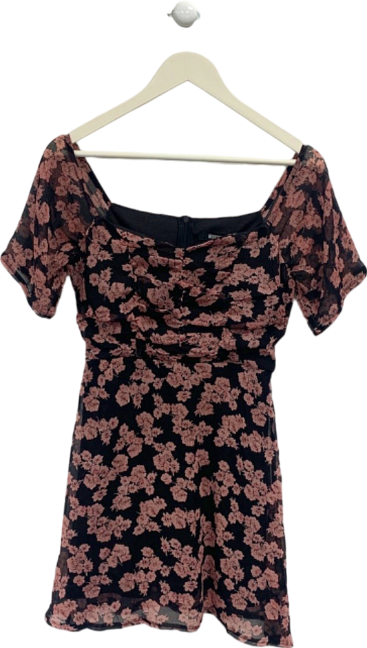 Missguided Black Pink Floral dress Size UK 4