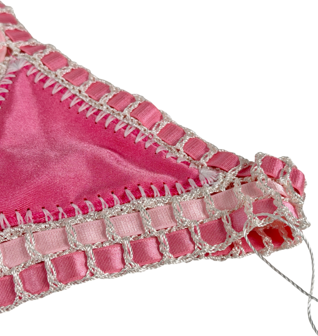LUXSEA Pink Malibu Crochet Bikini Top UK S