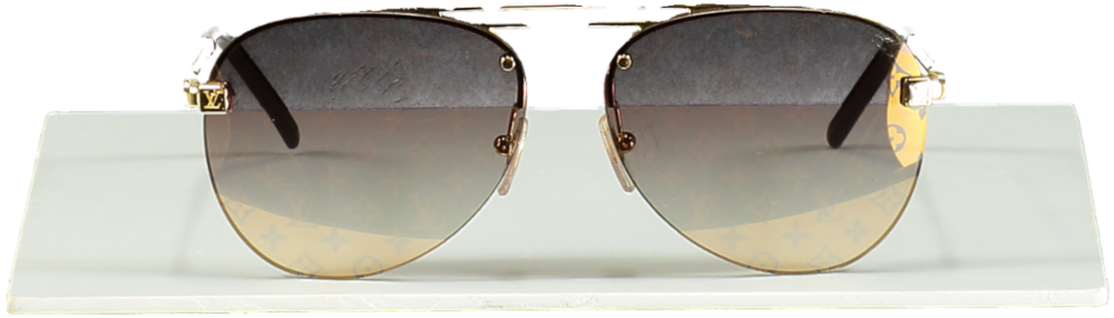 Louis Vuitton Gold Clockwise Aviator Sunglasses