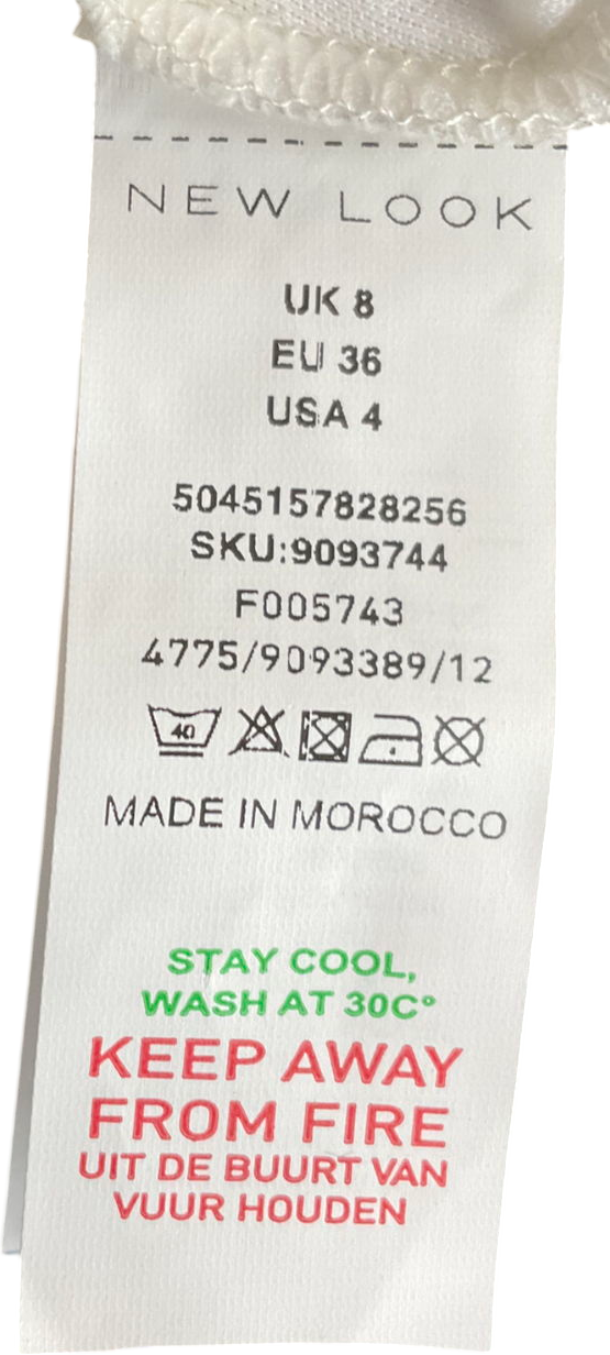 New Look White Square Neck Lace Long Sleeve Top UK 8