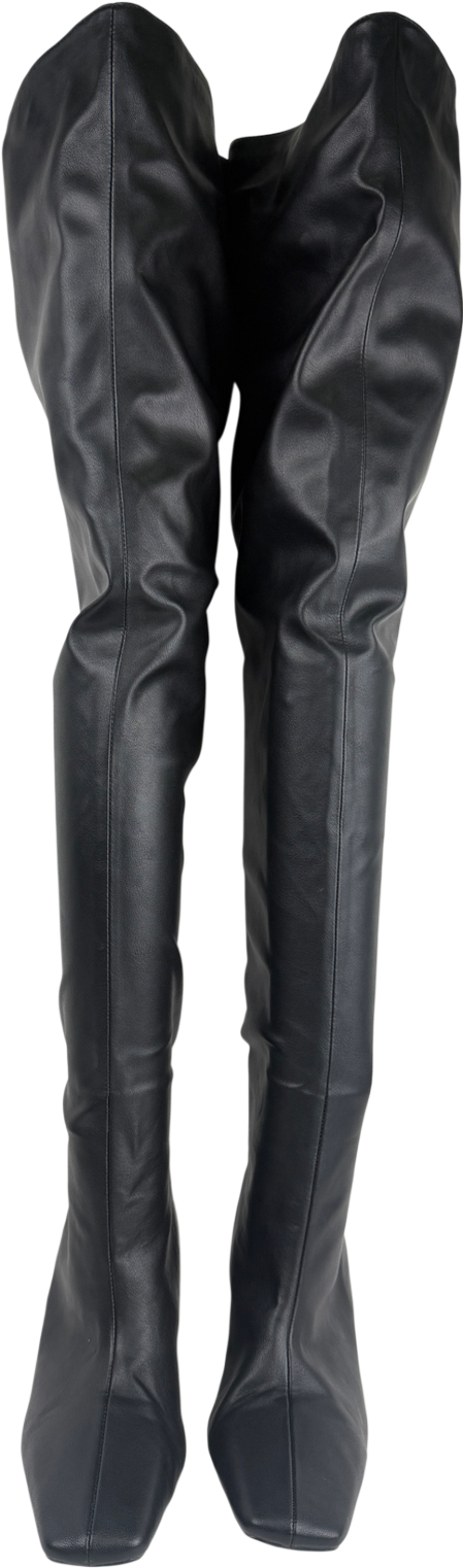 ASOS Black Square Toe Slouchy Over The Knee Boots UK 3 EU 36 👠