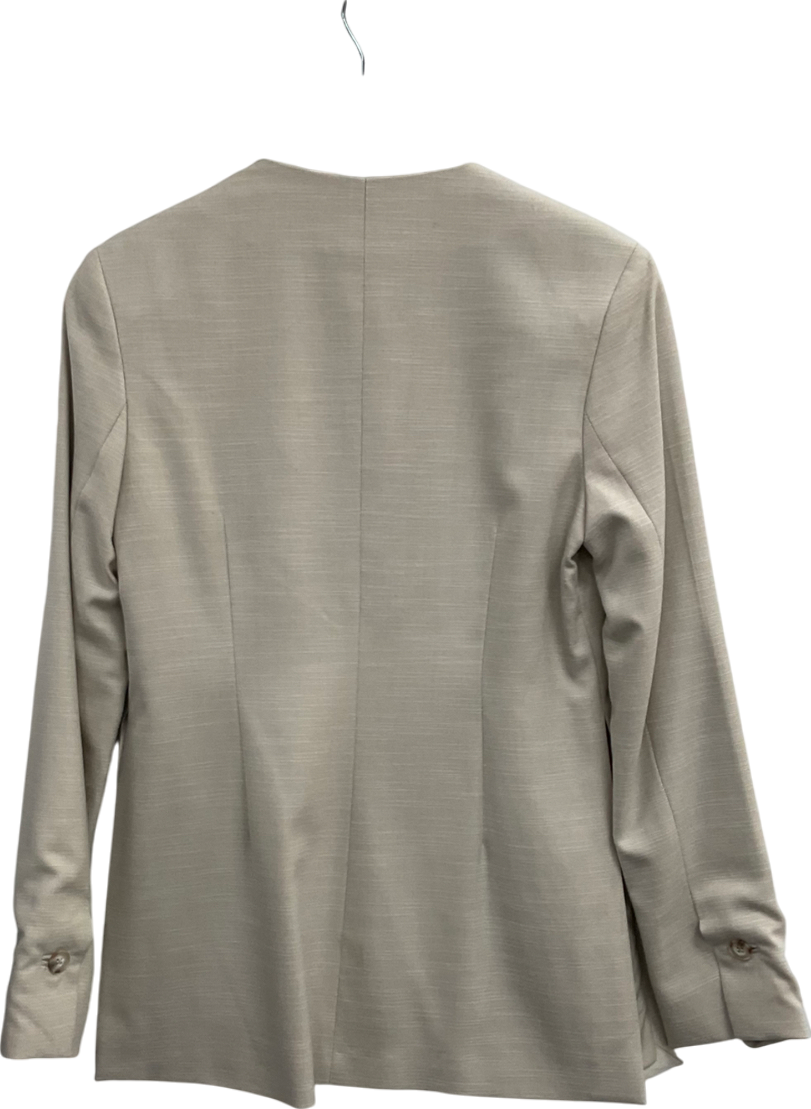 River Island Beige Collarless Single Button Blazer UK 8