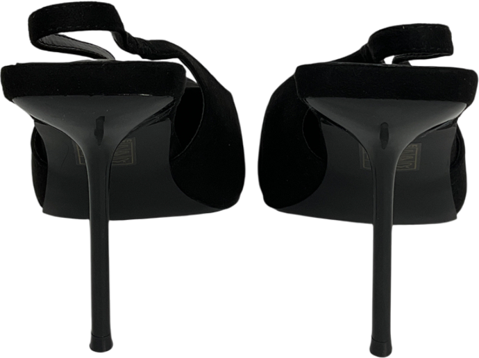 PrettyLittleThing Black Suede Pointed Sling Back Heels UK 8 EU 41 👠