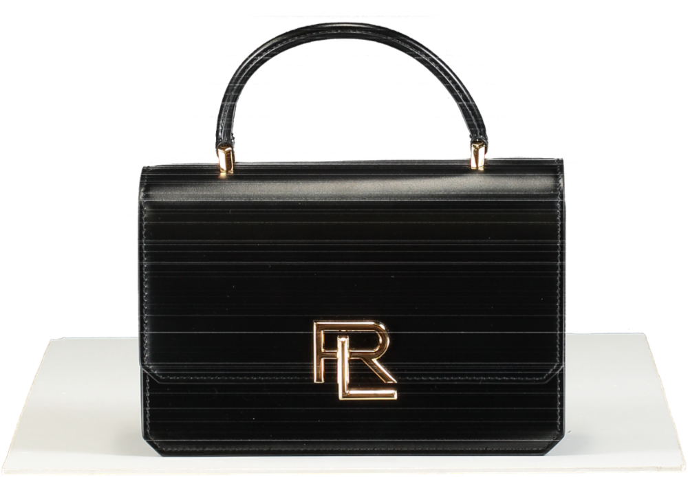 Ralph Lauren Black RL 888 Box Calfskin Top Handle Bag with shoulder strap