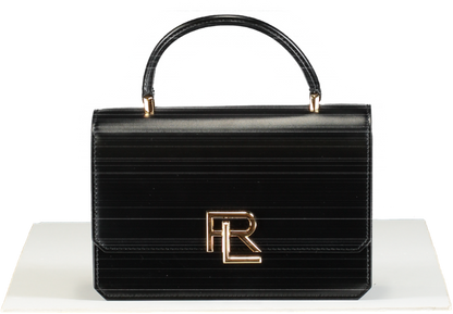 Ralph Lauren Black RL 888 Box Calfskin Top Handle Bag with shoulder strap